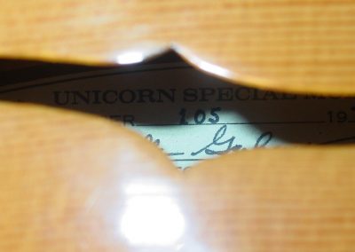 Unicorn Mandolin No. 105 Label